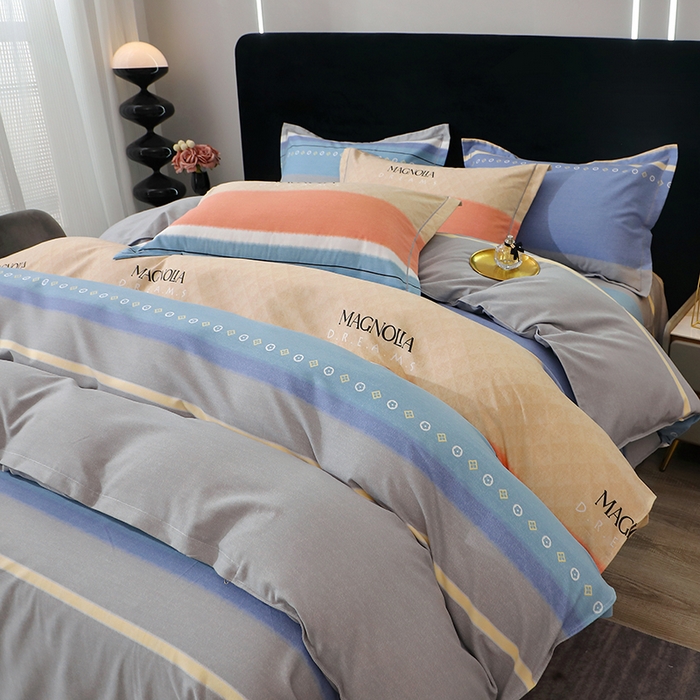 91家纺网 家纺一手货源 找家纺 馨雅家纺 2025新款全棉纯棉磨毛系列四件套 伽罗-蓝