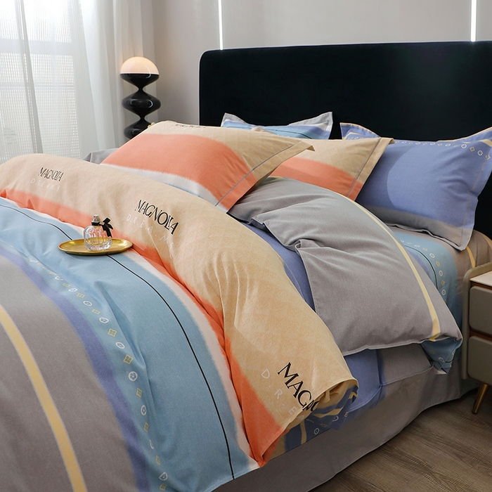 91家纺网 家纺一手货源 找家纺 馨雅家纺 2025新款全棉纯棉磨毛系列四件套 伽罗-蓝