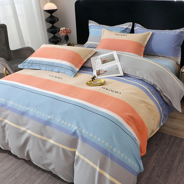 91家纺网 家纺一手货源 找家纺 馨雅家纺 2025新款全棉纯棉磨毛系列四件套 伽罗-蓝