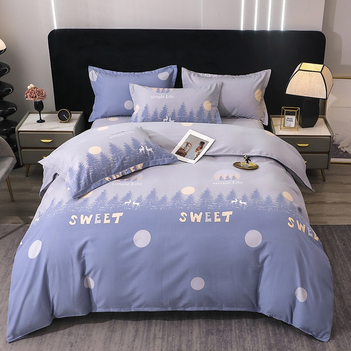 91家纺网 家纺一手货源 找家纺 馨雅家纺 2025新款全棉纯棉磨毛系列四件套 林深见鹿-灰