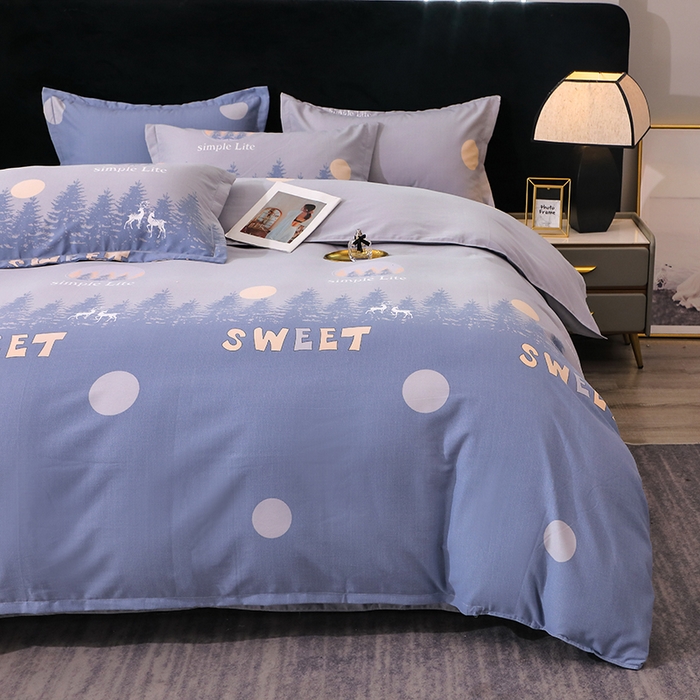 91家纺网 家纺一手货源 找家纺 馨雅家纺 2025新款全棉纯棉磨毛系列四件套 林深见鹿-灰