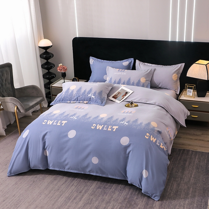 91家纺网 家纺一手货源 找家纺 馨雅家纺 2025新款全棉纯棉磨毛系列四件套 林深见鹿-灰