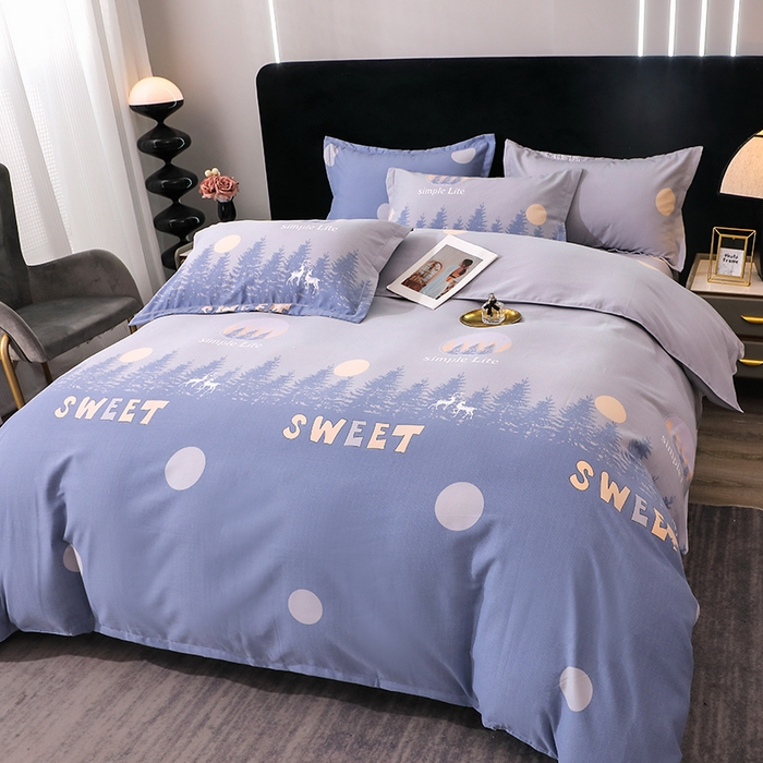 91家纺网 家纺一手货源 找家纺 馨雅家纺 2025新款全棉纯棉磨毛系列四件套 林深见鹿-灰