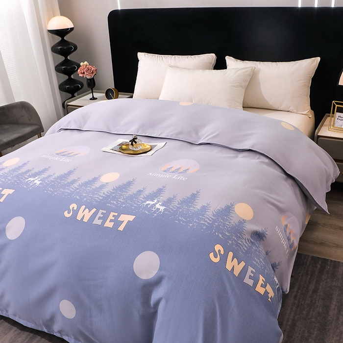 91家纺网 家纺一手货源 找家纺 馨雅家纺 2025新款全棉纯棉磨毛系列四件套 林深见鹿-灰