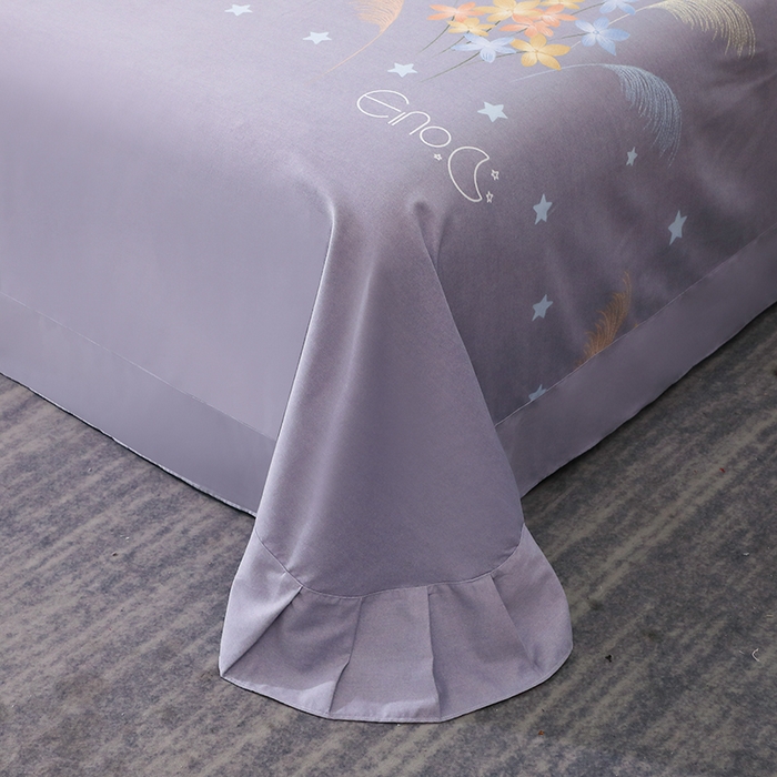 91家纺网 家纺一手货源 找家纺 馨雅家纺 2025新款全棉纯棉磨毛系列四件套 芦花-灰