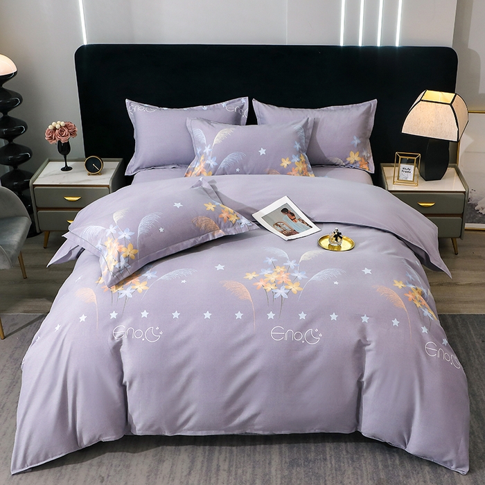 91家纺网 家纺一手货源 找家纺 馨雅家纺 2025新款全棉纯棉磨毛系列四件套 芦花-灰