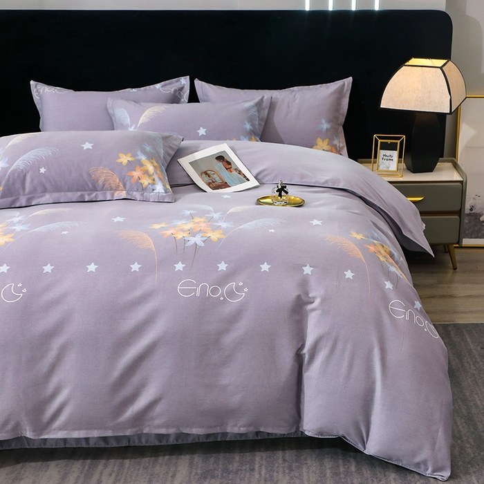 91家纺网 家纺一手货源 找家纺 馨雅家纺 2025新款全棉纯棉磨毛系列四件套 芦花-灰