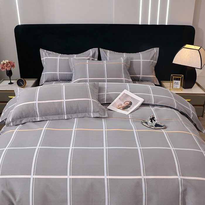 91家纺网 家纺一手货源 找家纺 馨雅家纺 2025新款全棉纯棉磨毛系列四件套 摩卡-灰