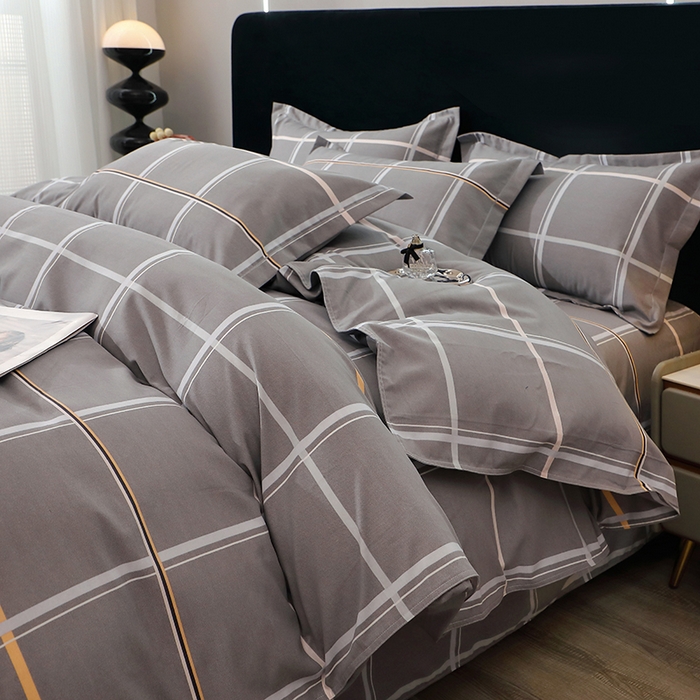 91家纺网 家纺一手货源 找家纺 馨雅家纺 2025新款全棉纯棉磨毛系列四件套 摩卡-灰