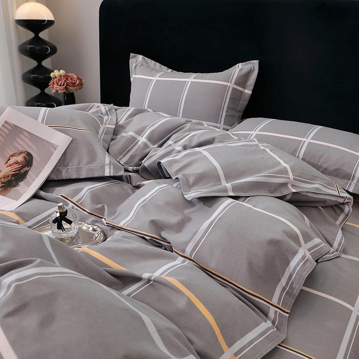 91家纺网 家纺一手货源 找家纺 馨雅家纺 2025新款全棉纯棉磨毛系列四件套 摩卡-灰