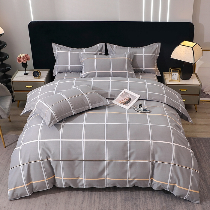 91家纺网 家纺一手货源 找家纺 馨雅家纺 2025新款全棉纯棉磨毛系列四件套 摩卡-灰