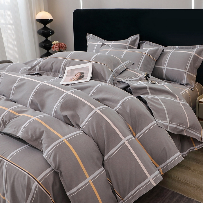 91家纺网 家纺一手货源 找家纺 馨雅家纺 2025新款全棉纯棉磨毛系列四件套 摩卡-灰