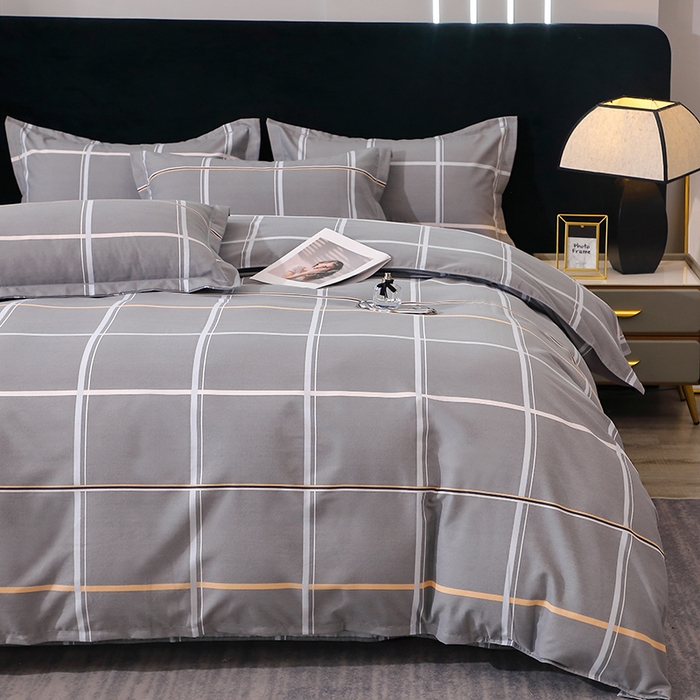 91家纺网 家纺一手货源 找家纺 馨雅家纺 2025新款全棉纯棉磨毛系列四件套 摩卡-灰