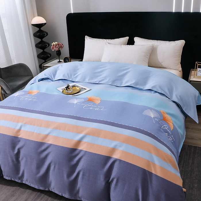 91家纺网 家纺一手货源 找家纺 馨雅家纺 2025新款全棉纯棉磨毛系列四件套 若雨千叶-蓝