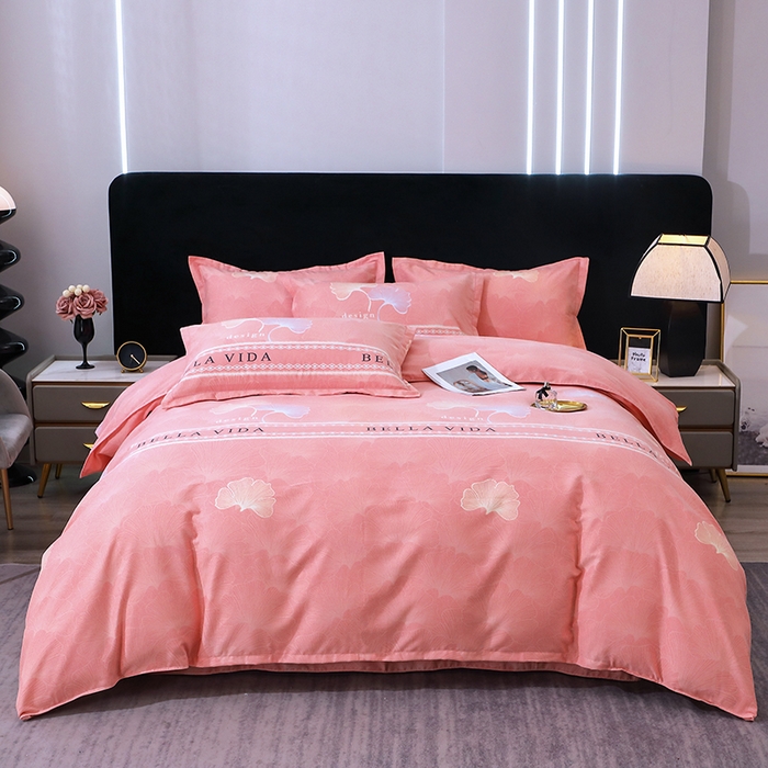 馨雅家纺 2025新款全棉纯棉磨毛系列四件套 杉杉恋曲-粉