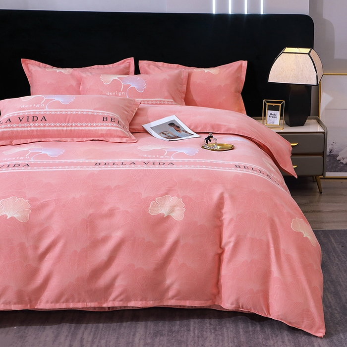 91家纺网 家纺一手货源 找家纺 馨雅家纺 2025新款全棉纯棉磨毛系列四件套 杉杉恋曲-粉