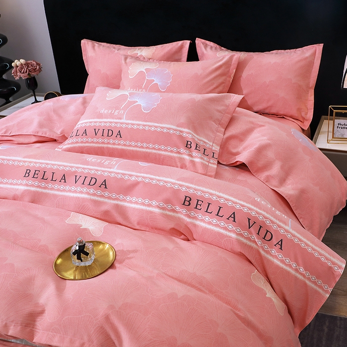 91家纺网 家纺一手货源 找家纺 馨雅家纺 2025新款全棉纯棉磨毛系列四件套 杉杉恋曲-粉