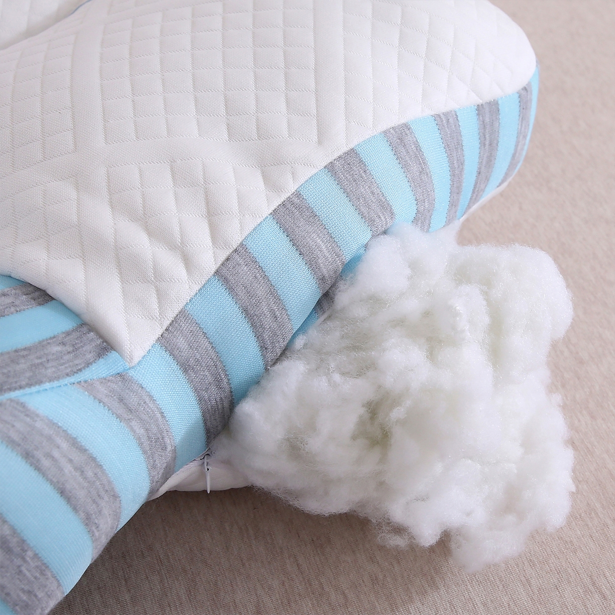 91家纺网 家纺一手货源 找家纺 梦叶草 2025新款SPA护颈椎枕助睡眠情侣反牵引侧睡枕头枕芯 情侣笑脸护颈枕-蓝色