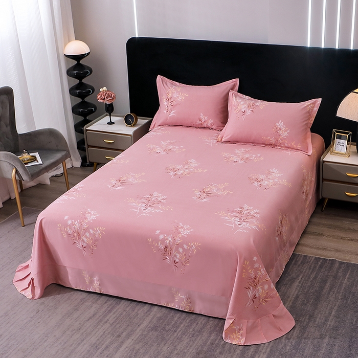 91家纺网 家纺一手货源 找家纺 馨雅家纺 2025新款全棉纯棉磨毛系列四件套 抒情花季-粉