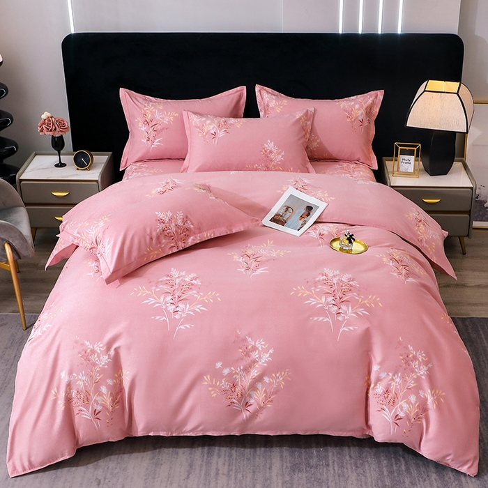 91家纺网 家纺一手货源 找家纺 馨雅家纺 2025新款全棉纯棉磨毛系列四件套 抒情花季-粉