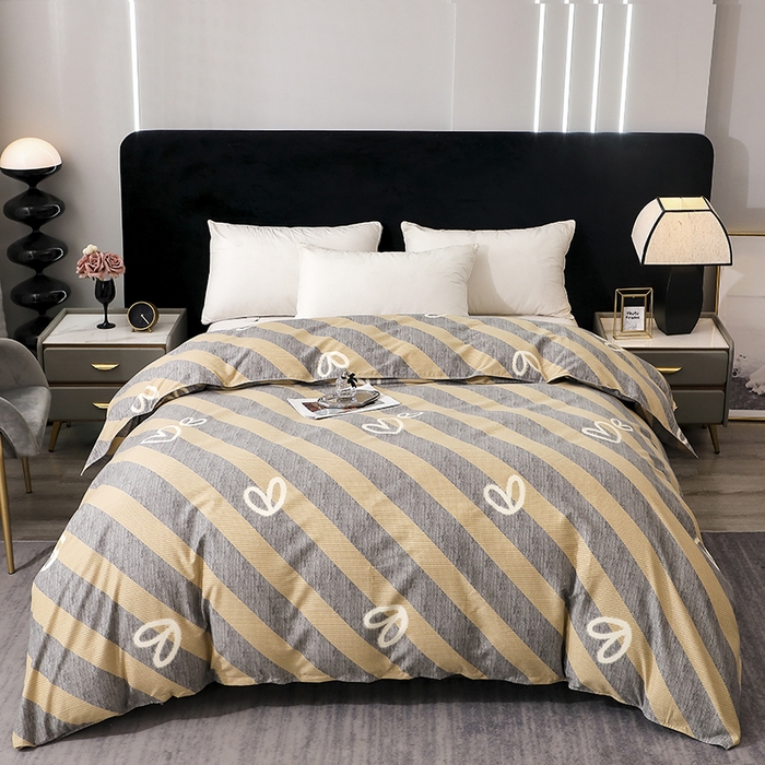 91家纺网 家纺一手货源 找家纺 馨雅家纺 2025新款全棉纯棉磨毛系列四件套 一心一意-灰