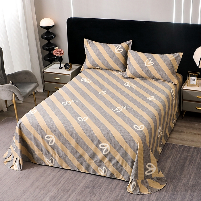 91家纺网 家纺一手货源 找家纺 馨雅家纺 2025新款全棉纯棉磨毛系列四件套 一心一意-灰