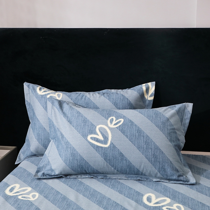 91家纺网 家纺一手货源 找家纺 馨雅家纺 2025新款全棉纯棉磨毛系列四件套 一心一意-蓝