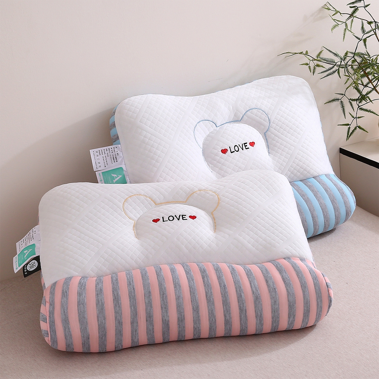 91家纺网 家纺一手货源 找家纺 梦叶草 2025新款SPA护颈椎枕助睡眠情侣反牵引侧睡枕头枕芯 组合图仅供展示不可下单