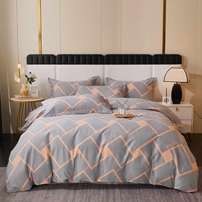 馨雅家纺 2025新款全棉纯棉磨毛系列四件套 艾琳格-咖