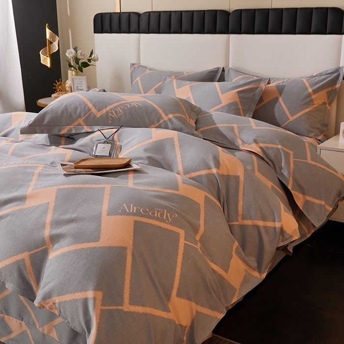 91家纺网 家纺一手货源 找家纺 馨雅家纺 2025新款全棉纯棉磨毛系列四件套 艾琳格-咖