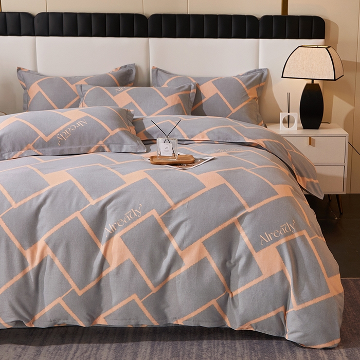 91家纺网 家纺一手货源 找家纺 馨雅家纺 2025新款全棉纯棉磨毛系列四件套 艾琳格-咖