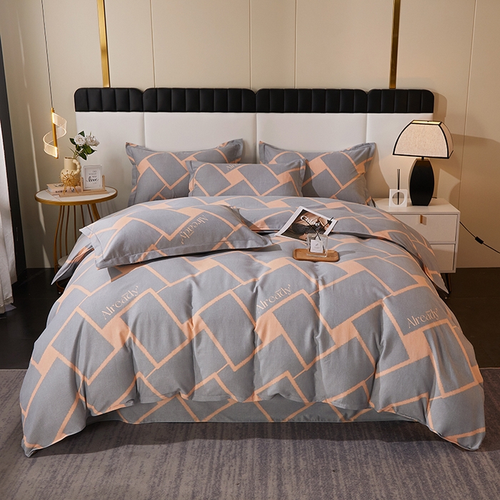 91家纺网 家纺一手货源 找家纺 馨雅家纺 2025新款全棉纯棉磨毛系列四件套 艾琳格-咖