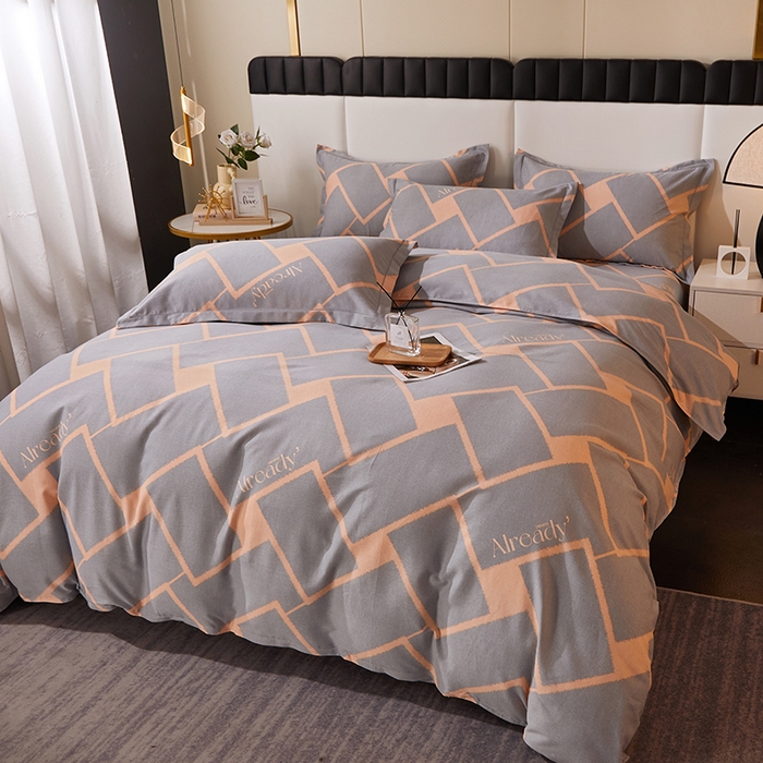 91家纺网 家纺一手货源 找家纺 馨雅家纺 2025新款全棉纯棉磨毛系列四件套 艾琳格-咖