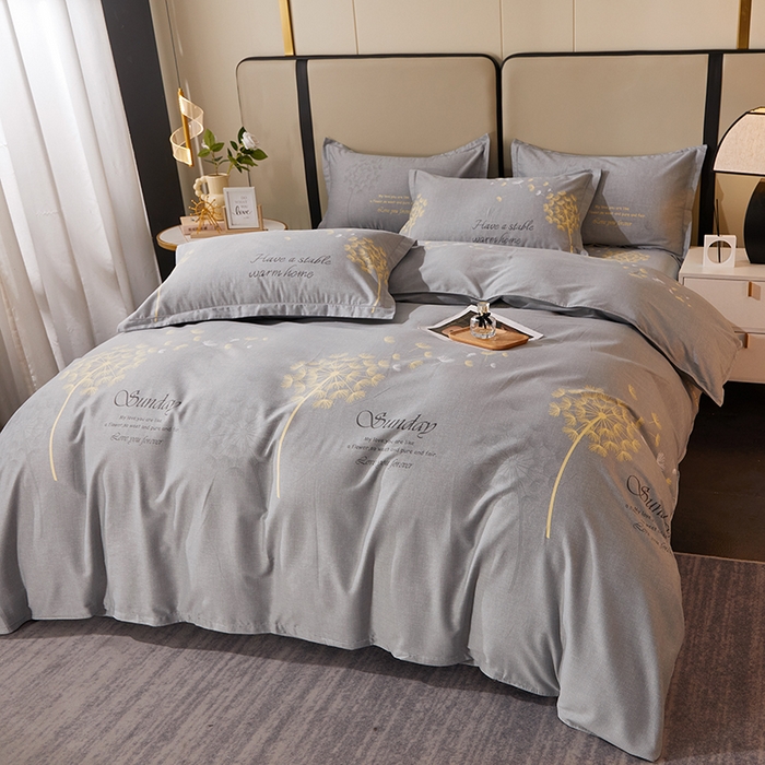 91家纺网 家纺一手货源 找家纺 馨雅家纺 2025新款全棉纯棉磨毛系列四件套 爱丽丝-灰