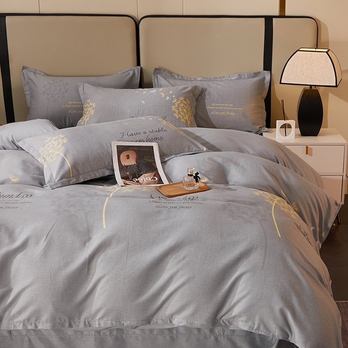 91家纺网 家纺一手货源 找家纺 馨雅家纺 2025新款全棉纯棉磨毛系列四件套 爱丽丝-灰