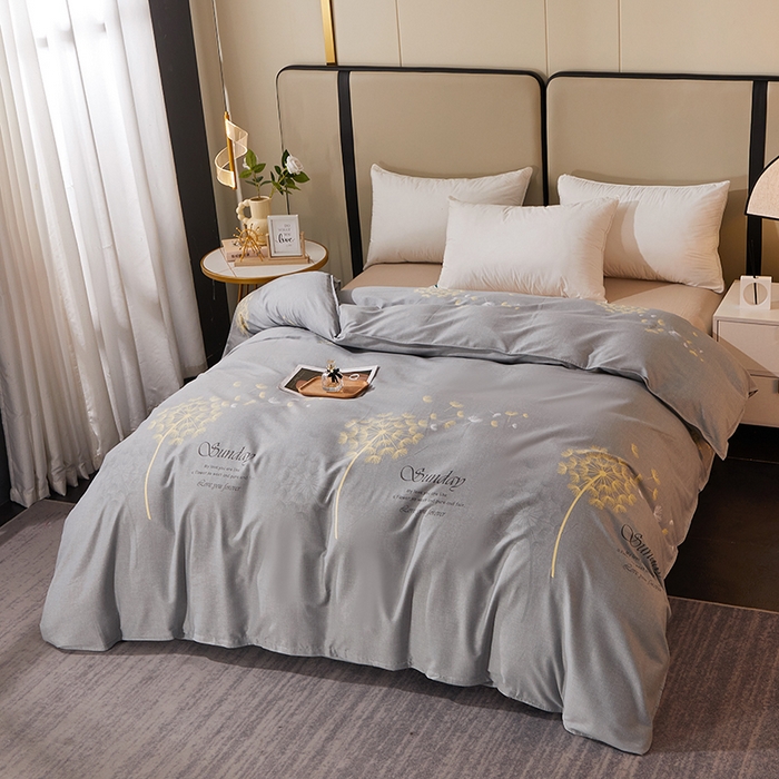 91家纺网 家纺一手货源 找家纺 馨雅家纺 2025新款全棉纯棉磨毛系列四件套 爱丽丝-灰