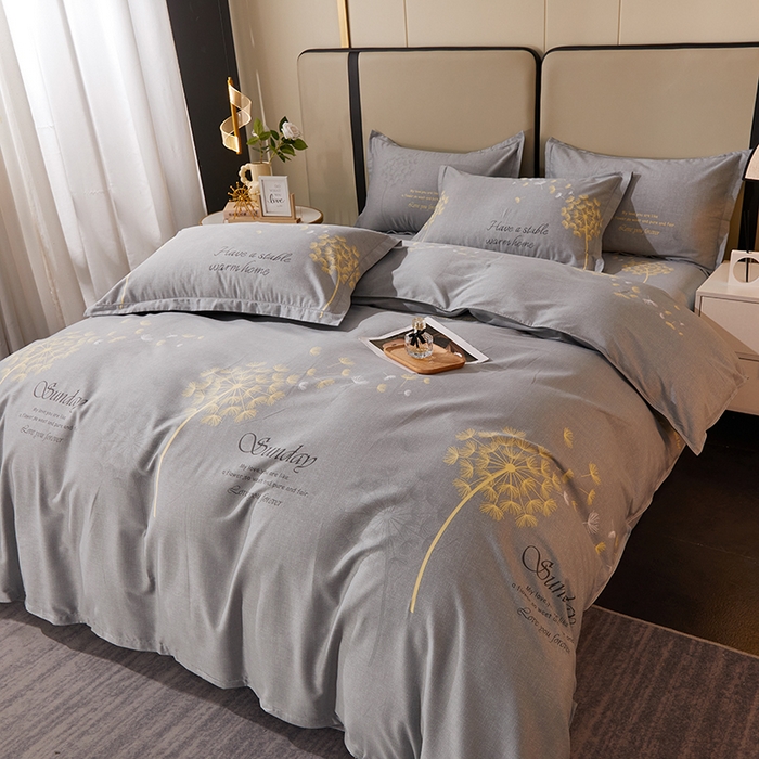 91家纺网 家纺一手货源 找家纺 馨雅家纺 2025新款全棉纯棉磨毛系列四件套 爱丽丝-灰