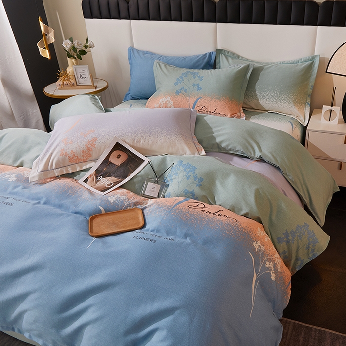 91家纺网 家纺一手货源 找家纺 馨雅家纺 2025新款全棉纯棉磨毛系列四件套 粒粒-蓝