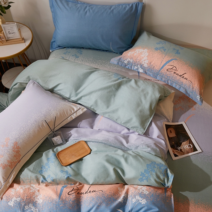 91家纺网 家纺一手货源 找家纺 馨雅家纺 2025新款全棉纯棉磨毛系列四件套 粒粒-蓝