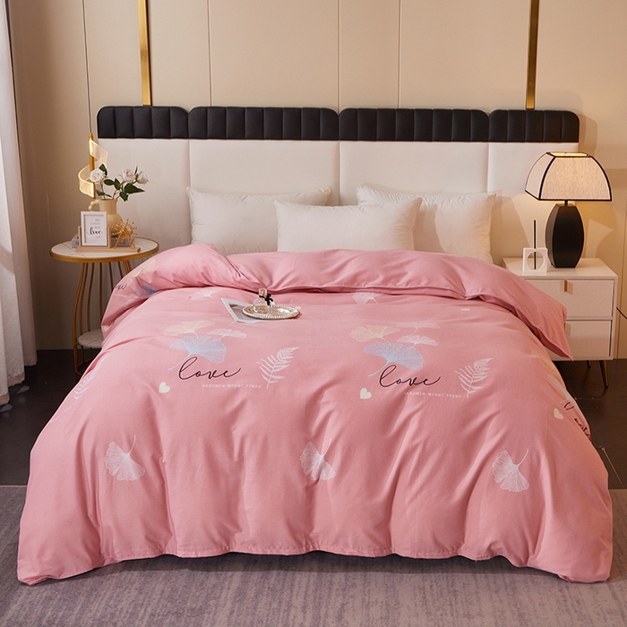 91家纺网 家纺一手货源 找家纺 馨雅家纺 2025新款全棉纯棉磨毛系列四件套 法香银杏-粉