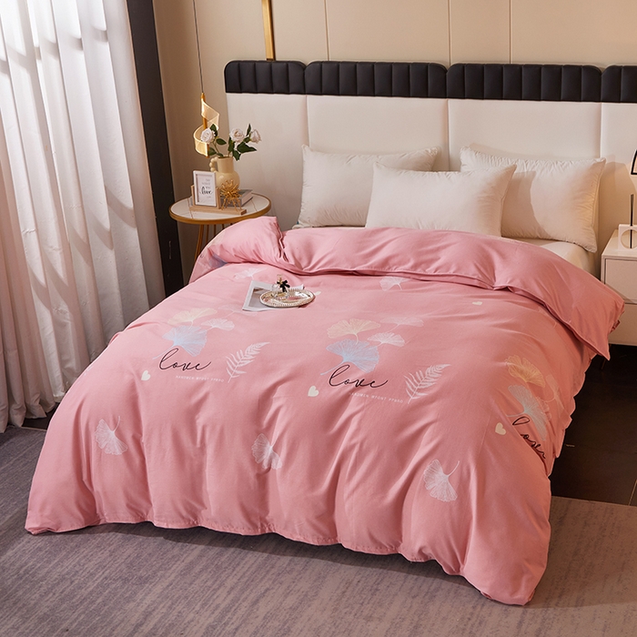 91家纺网 家纺一手货源 找家纺 馨雅家纺 2025新款全棉纯棉磨毛系列四件套 法香银杏-粉