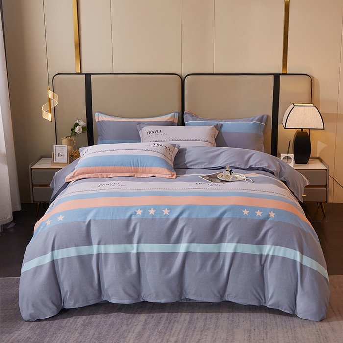 馨雅家纺 2025新款全棉纯棉磨毛系列四件套 旅行者-灰