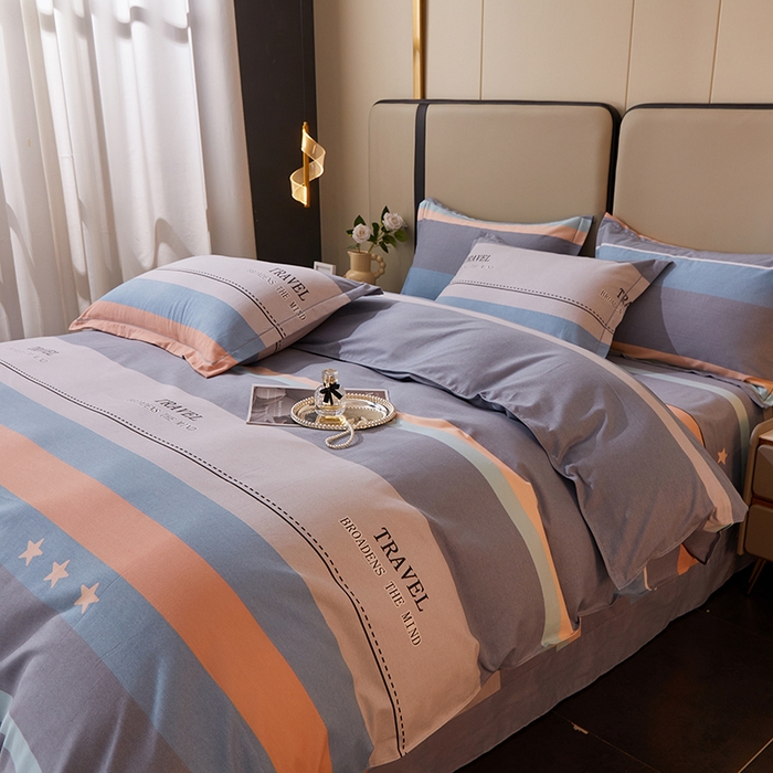 91家纺网 家纺一手货源 找家纺 馨雅家纺 2025新款全棉纯棉磨毛系列四件套 旅行者-灰