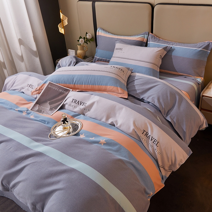 91家纺网 家纺一手货源 找家纺 馨雅家纺 2025新款全棉纯棉磨毛系列四件套 旅行者-灰