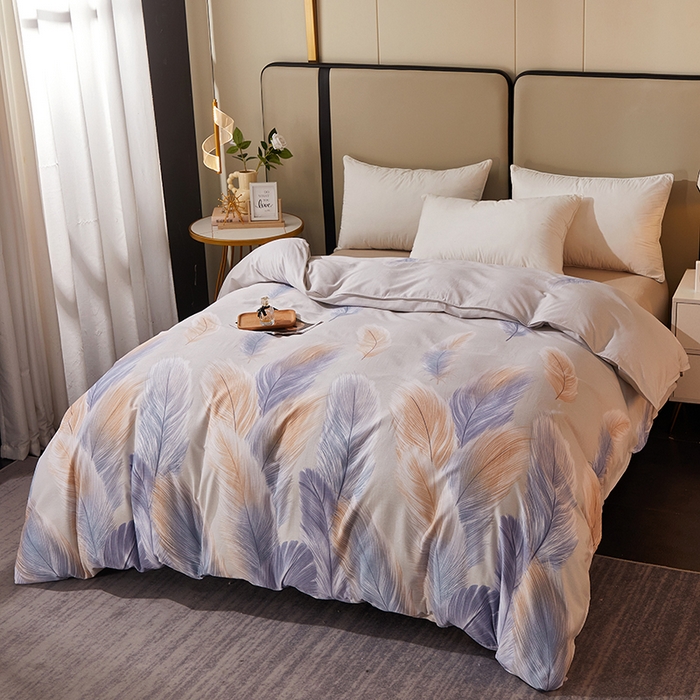 91家纺网 家纺一手货源 找家纺 馨雅家纺 2025新款全棉纯棉磨毛系列四件套 香染-灰