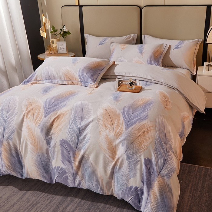 91家纺网 家纺一手货源 找家纺 馨雅家纺 2025新款全棉纯棉磨毛系列四件套 香染-灰