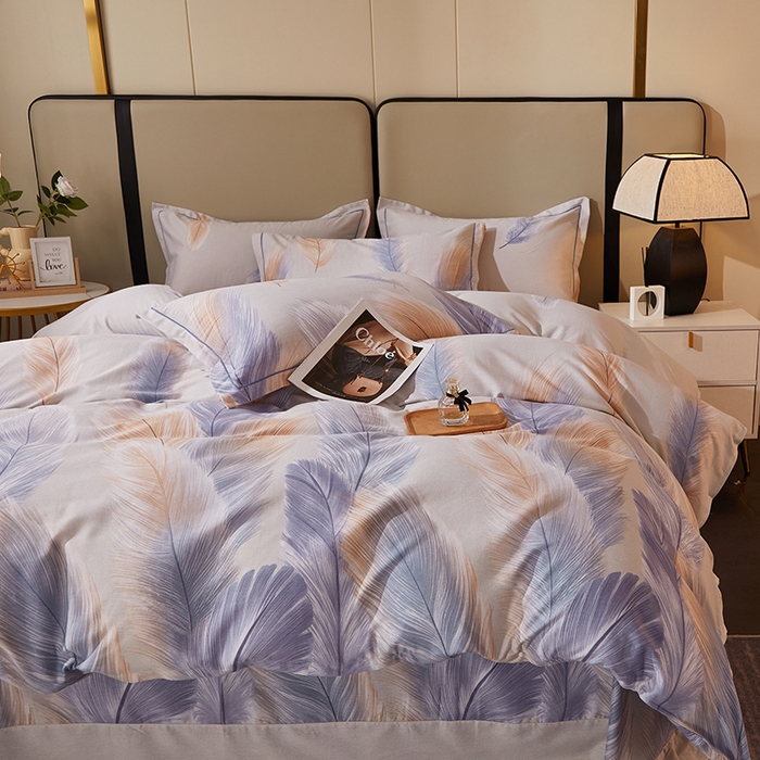 91家纺网 家纺一手货源 找家纺 馨雅家纺 2025新款全棉纯棉磨毛系列四件套 香染-灰