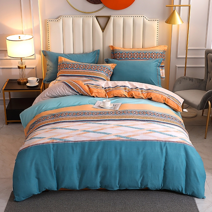 馨雅家纺 2025新款全棉纯棉磨毛系列四件套 奥斯汀-桔