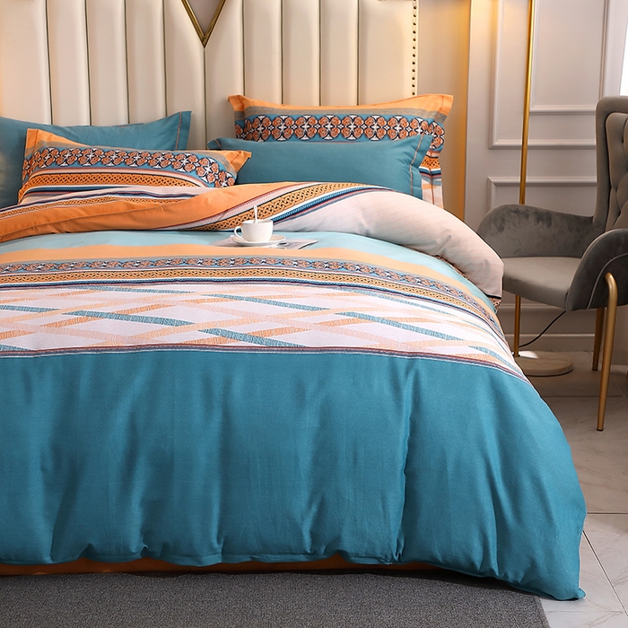 91家纺网 家纺一手货源 找家纺 馨雅家纺 2025新款全棉纯棉磨毛系列四件套 奥斯汀-桔