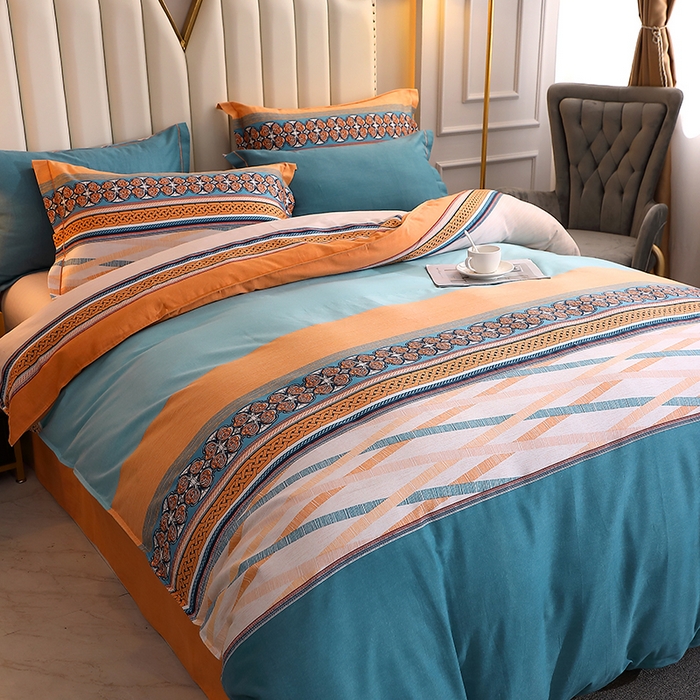 91家纺网 家纺一手货源 找家纺 馨雅家纺 2025新款全棉纯棉磨毛系列四件套 奥斯汀-桔